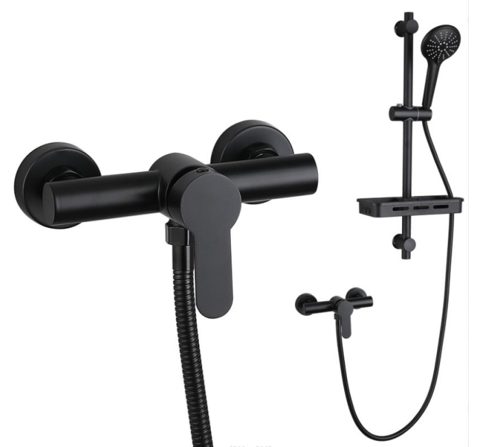 TB1026 - Black 304 stainless steel simple cold and hot mixed valve bathroom shower set